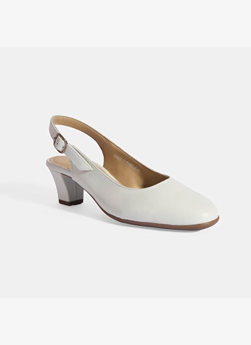 Kadın Beyaz Ayarlanabilir Tokalı DesaComfort Deri Topuklu Ayakkabı - Görsel 4