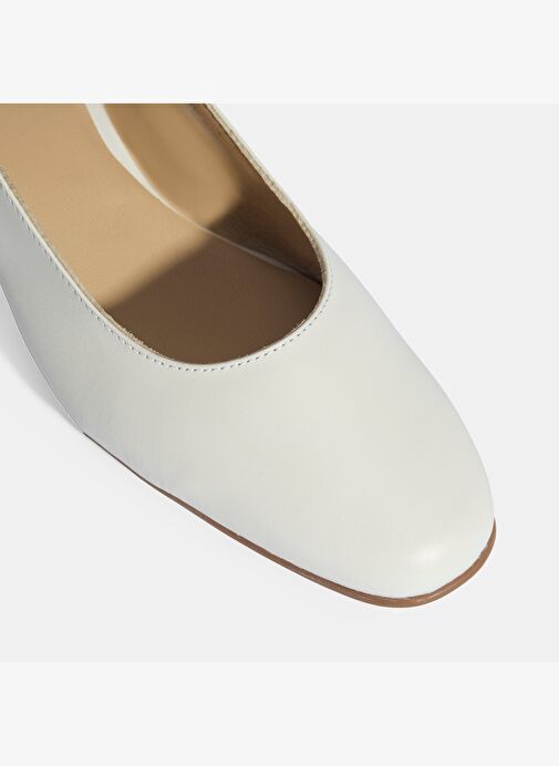 Kadın Beyaz Ayarlanabilir Tokalı DesaComfort Deri Topuklu Ayakkabı - Görsel 5