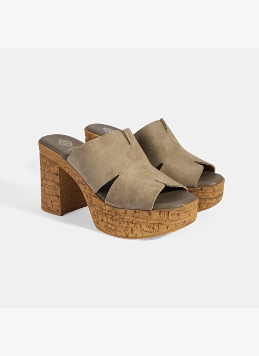 Kadın Vizon Süet Topuklu Terlik - Görsel 3