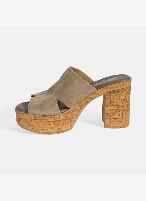 Kadın Vizon Süet Topuklu Terlik - Görsel 4