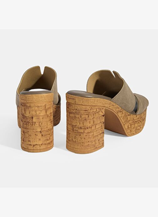 Kadın Vizon Süet Topuklu Terlik - Görsel 8