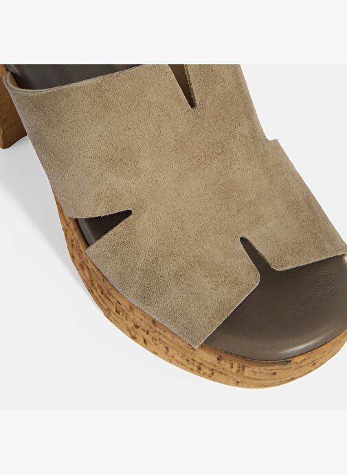 Kadın Vizon Süet Topuklu Terlik - Görsel 9