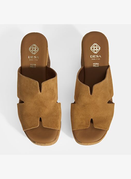 Kadın Taba Süet Topuklu Terlik - Görsel 7