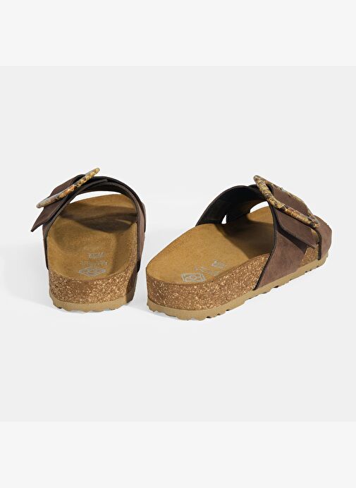 Kadın Kahve Ayarlanabilir Toka Detaylı Süet Terlik - Görsel 9