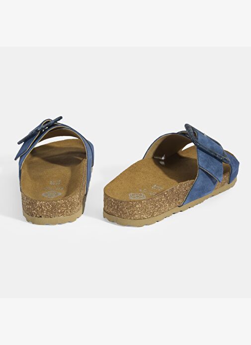 Kadın Mavi Ayarlanabilir Toka Detaylı Süet Terlik - Görsel 6