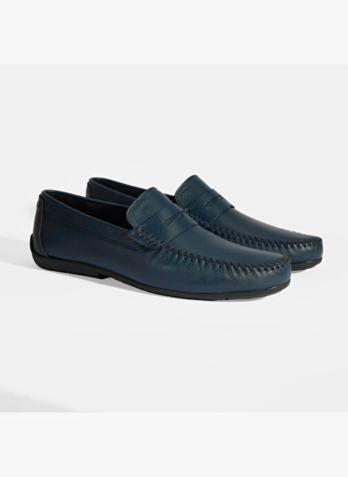 Jovian Lacivert Erkek Deri Slip-On Loafer - Görsel 3