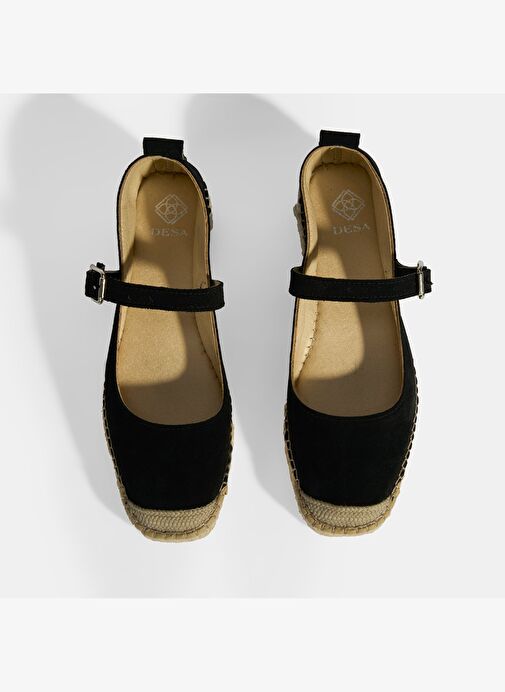 Siyah Kadın Toka Detaylı Süet Mary Jane Espadril - Görsel 9