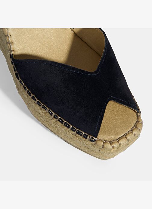 Lacivert Kadın Toka Detaylı Dolgu Topuklu Süet Espadril - Görsel 9