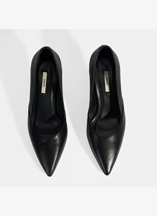 Kadın Siyah Deri Topuklu Klasik Ayakkabı - Görsel 8