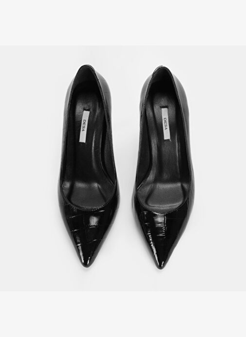 Kadın Siyah Kroko Baskılı Deri Klasik Ayakkabı - Görsel 7