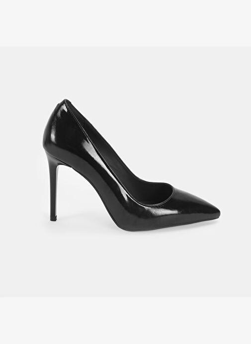 Kadın Siyah Rugan Topuklu Klasik Ayakkabı - Görsel 3