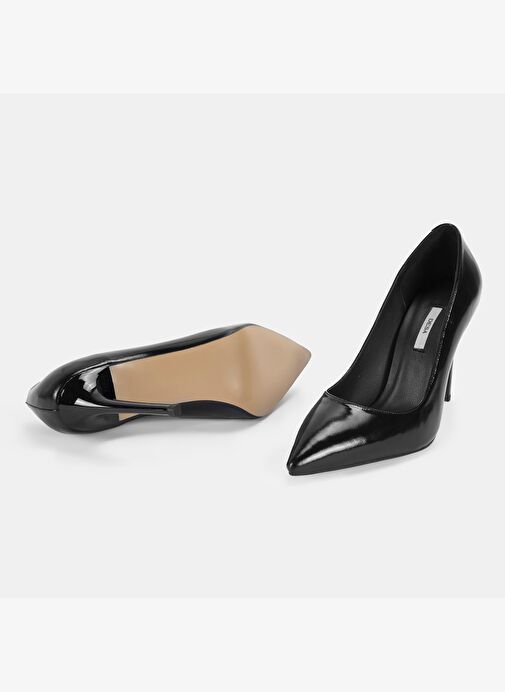 Kadın Siyah Rugan Topuklu Klasik Ayakkabı - Görsel 6