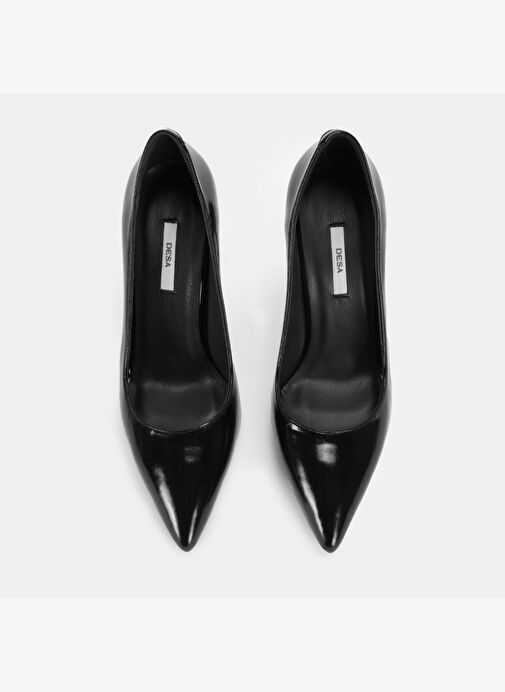 Kadın Siyah Rugan Topuklu Klasik Ayakkabı - Görsel 7