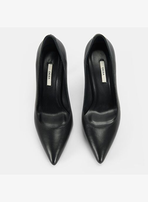 Kadın Siyah Deri Topuklu Klasik Ayakkabı - Görsel 7