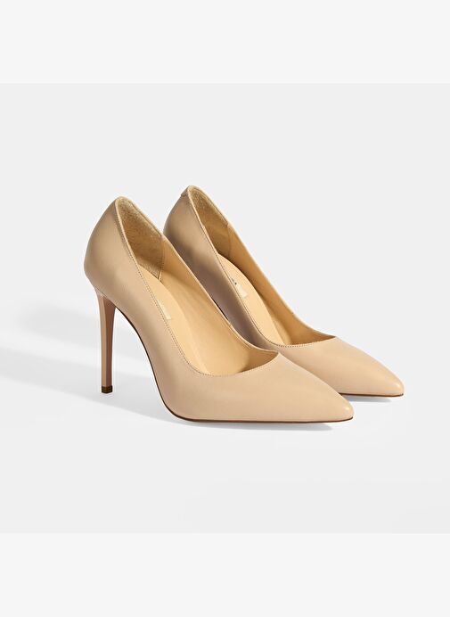 Kadın Ten Deri Topuklu Klasik Ayakkabı - Görsel 3