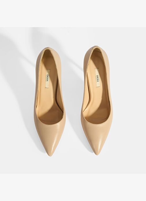 Kadın Ten Deri Topuklu Klasik Ayakkabı - Görsel 8