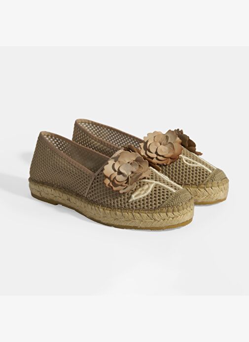 Vizon Kadın Çiçek Aksesuarlı File Detaylı Espadril - Görsel 3