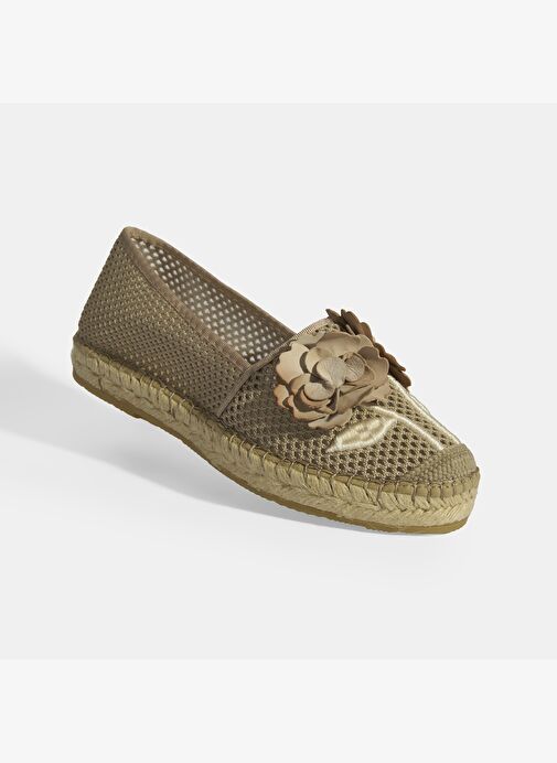 Vizon Kadın Çiçek Aksesuarlı File Detaylı Espadril - Görsel 7