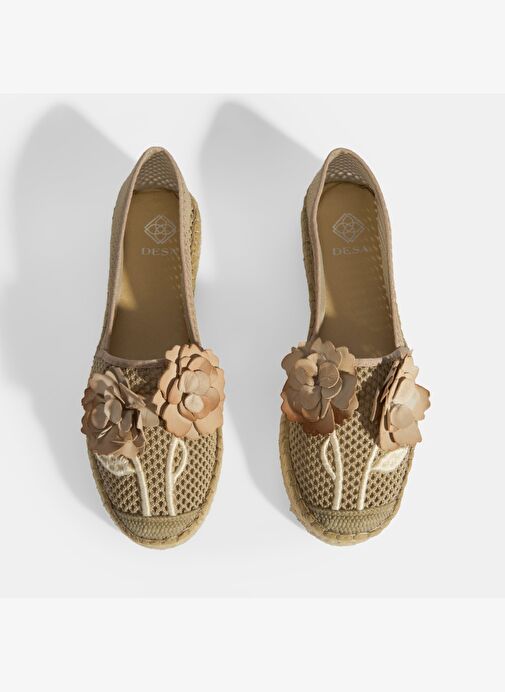 Vizon Kadın Çiçek Aksesuarlı File Detaylı Espadril - Görsel 8