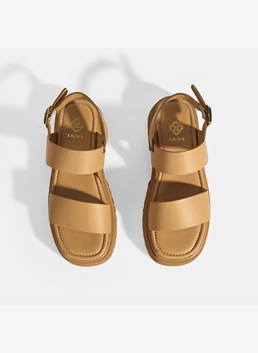 Kadın Bej Deri Sandalet - Görsel 8