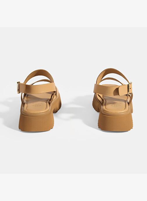 Kadın Bej Deri Sandalet - Görsel 9