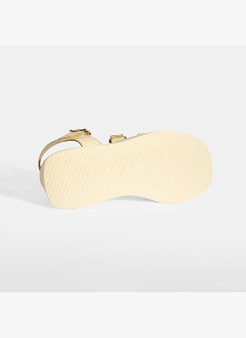 Kadın Krem Deri Sandalet - Görsel 5