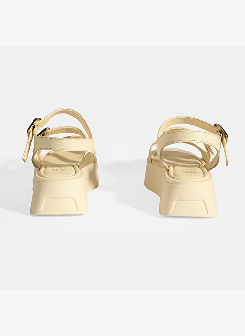 Kadın Krem Deri Sandalet - Görsel 9