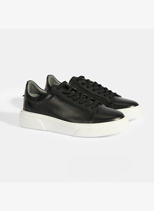 Reminya Siyah Erkek Deri Bağcıklı Günlük Ayakkabı - Görsel 3