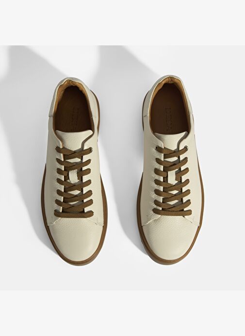 Monikar Bej Erkek Deri Bağcıklı Günlük Ayakkabı - Görsel 7