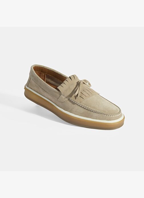 Erkek Bej Süet Püsküllü Loafer - Görsel 5