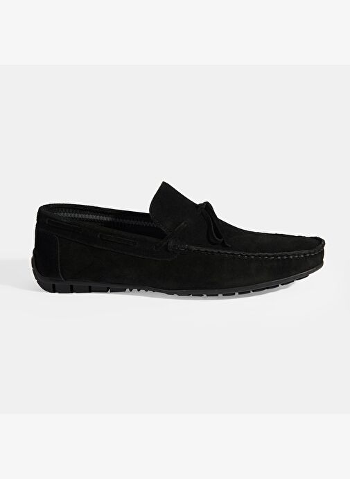Calandra Siyah Erkek Bağcık Detaylı Slip-On Süet Loafer - Görsel 2