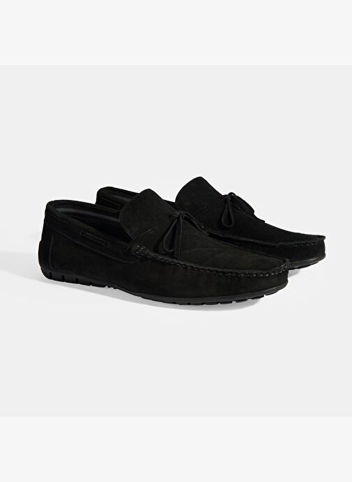 Calandra Siyah Erkek Bağcık Detaylı Slip-On Süet Loafer - Görsel 3