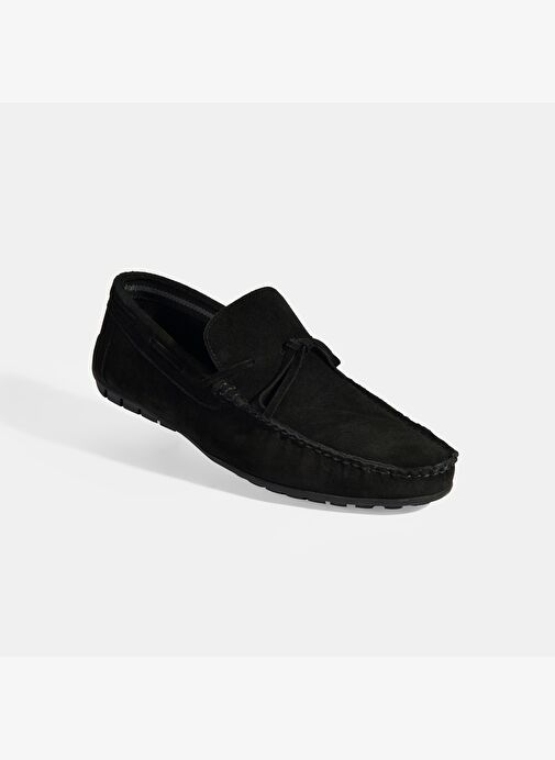 Calandra Siyah Erkek Bağcık Detaylı Slip-On Süet Loafer - Görsel 6