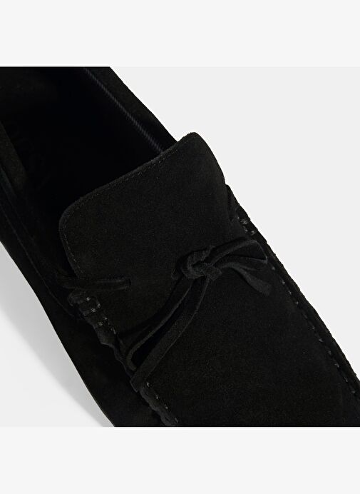 Calandra Siyah Erkek Bağcık Detaylı Slip-On Süet Loafer - Görsel 7