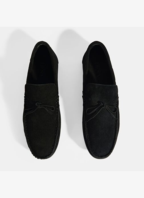 Calandra Siyah Erkek Bağcık Detaylı Slip-On Süet Loafer - Görsel 8