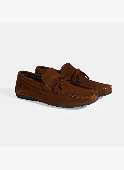 Calandra Taba Erkek Bağcık Detaylı Slip-On Süet Loafer - Görsel 3