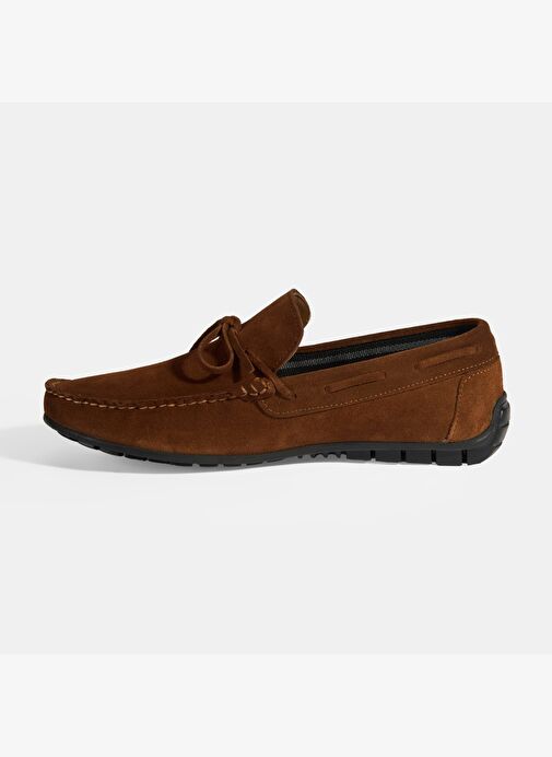 Calandra Taba Erkek Bağcık Detaylı Slip-On Süet Loafer - Görsel 4