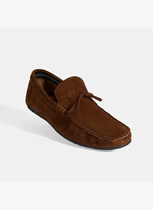 Calandra Taba Erkek Bağcık Detaylı Slip-On Süet Loafer - Görsel 6