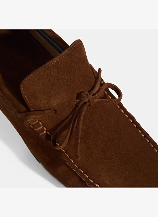 Calandra Taba Erkek Bağcık Detaylı Slip-On Süet Loafer - Görsel 7