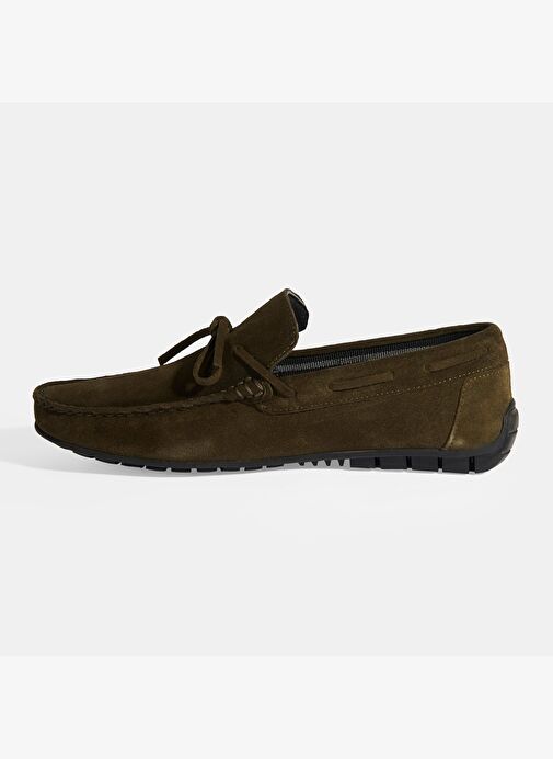 Calandra Haki Erkek Bağcık Detaylı Slip-On Süet Loafer - Görsel 4