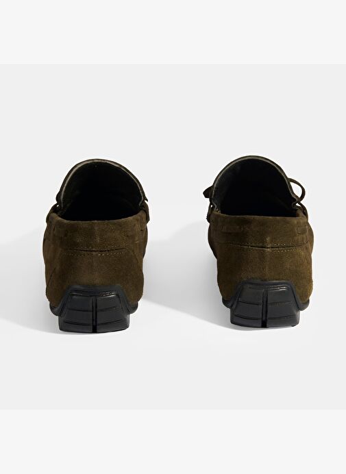 Calandra Haki Erkek Bağcık Detaylı Slip-On Süet Loafer - Görsel 9