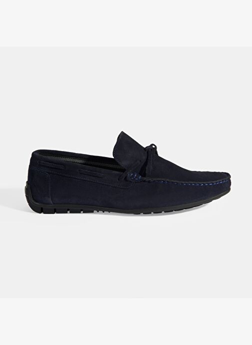 Calandra Lacivert Erkek Bağcık Detaylı Slip-On Süet Loafer - Görsel 2