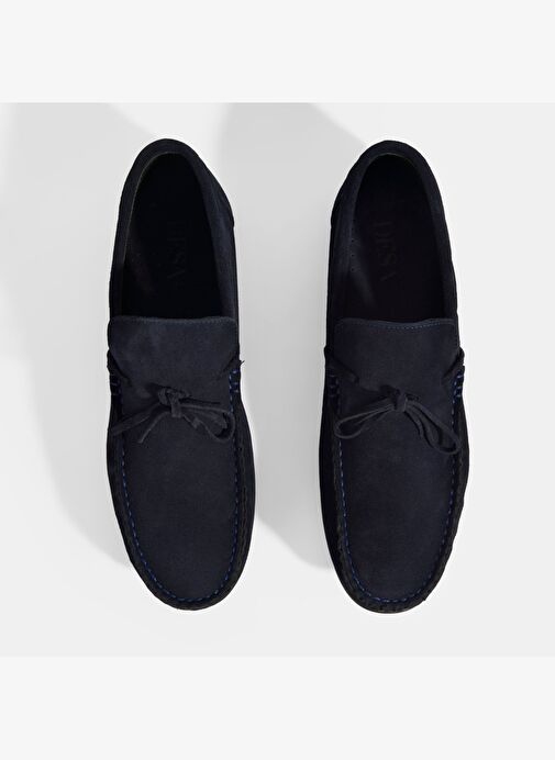 Calandra Lacivert Erkek Bağcık Detaylı Slip-On Süet Loafer - Görsel 6
