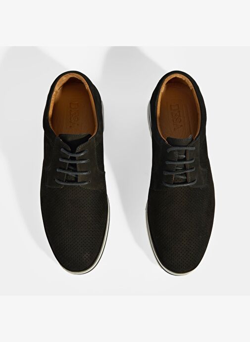 Erkek Siyah Nubuk Deri Bağcıklı Günlük Ayakkabı - Görsel 8