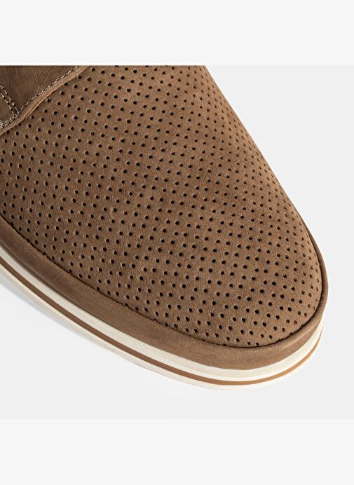 Erkek Vizon Nubuk Deri Bağcıklı Günlük Ayakkabı - Görsel 7