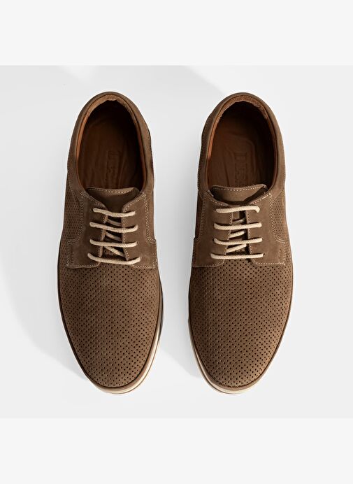 Erkek Vizon Nubuk Deri Bağcıklı Günlük Ayakkabı - Görsel 8