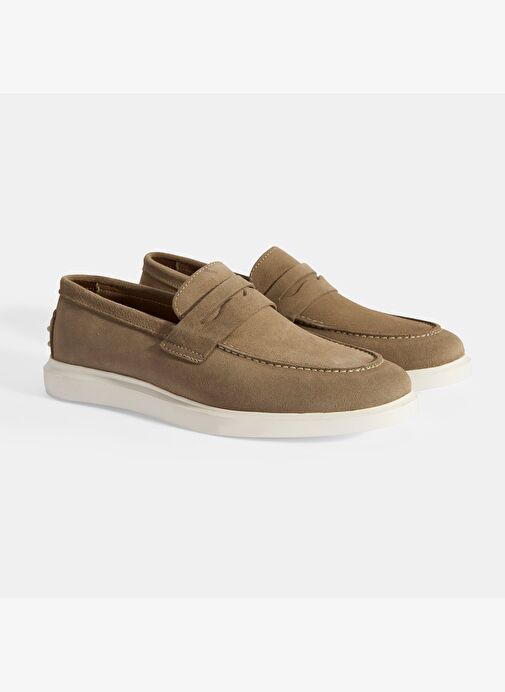 Erkek Bej Slip-On Süet Loafer - Görsel 3