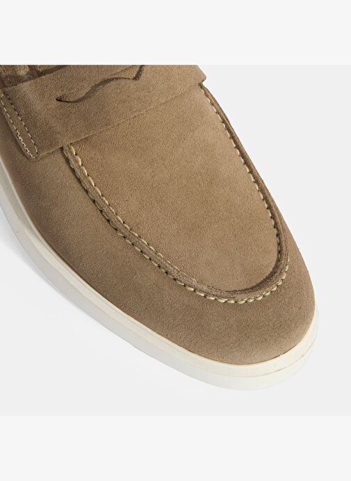 Erkek Bej Slip-On Süet Loafer - Görsel 6