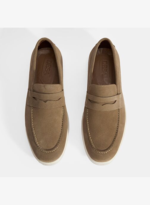 Erkek Bej Slip-On Süet Loafer - Görsel 7