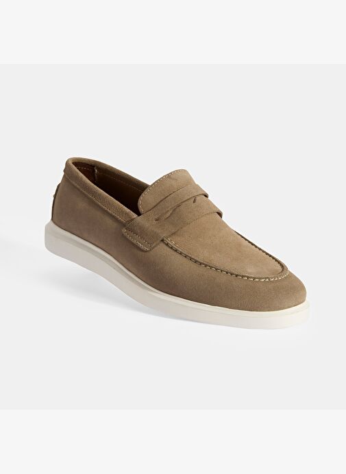 Erkek Bej Slip-On Süet Loafer - Görsel 9